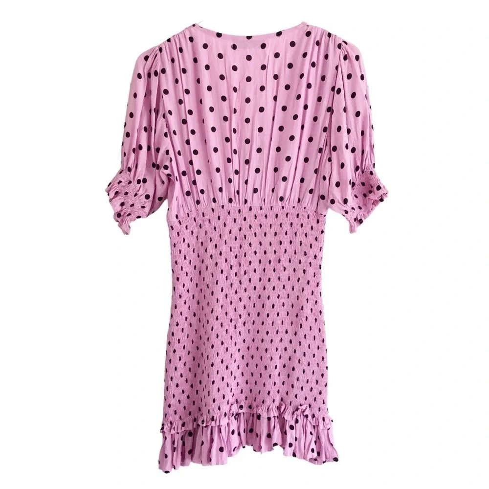 Faithful The Brand Dress Margherita Mini Pink Black Polka Dot Size 4 Small - Picture 5 of 12